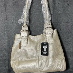 Tignanello silver toned leather bag and wallet
